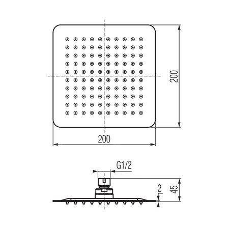 CARRE Głowica prysznicowa 250x250x2 mm chrom.