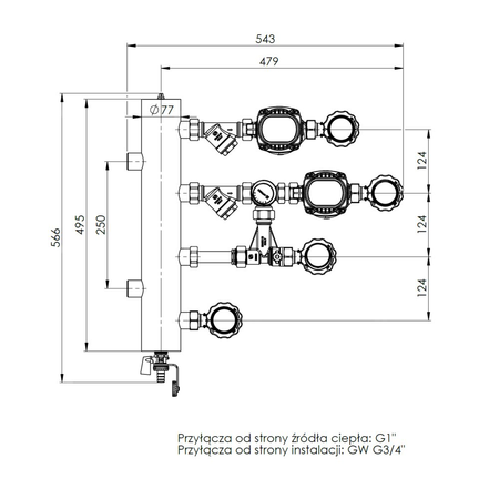 Grupa pompowa AFRISO BPS 906 AP GZ x GW 1'' x 3/4'', z pompą obiegową AFRISO APH 160 15-7/130 mm