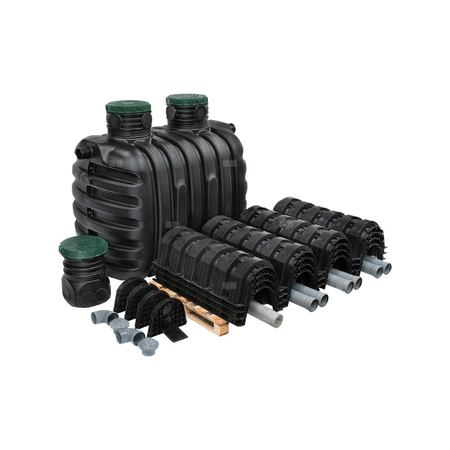 Epureco7 3400L zestaw komory - przydomowa jednozbiornikowa oczyszczalnia z tunelami, oczyszczalnia drenażowa dla 5-6 RLM, tworzywowa oczyszczalnia mechaniczna , plastikowa oczyszczalnia ekologiczna , drenażówka , zestaw z tunelami , zestaw z komorami , pr