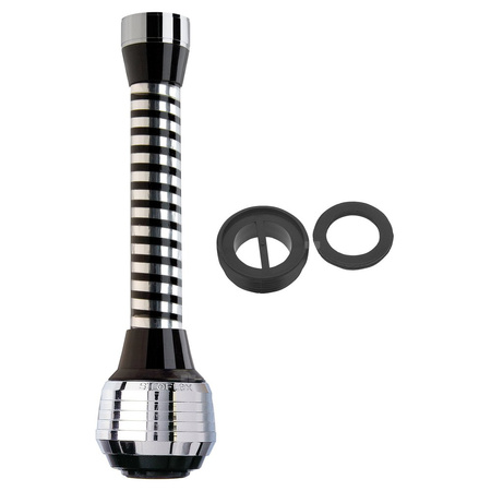 Regulator strumienia długi do baterii kuchennych, uniwersalny (M22/M24), 2F, czarny-chrom