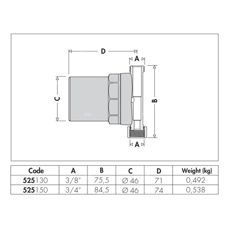 Tłumik uderzeń hydraulicznych CALEFFI ANTISHOCK GW/GZ 3/8''