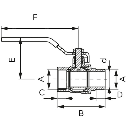 Zawór kulowy FERRO F-POWER 3/4'' GZ x GW, uchwyt: dźwignia