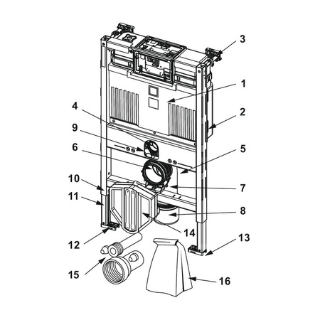 Stelaż podtynkowy do WC TECE profil, 820 x 500 x 160 mm, regulowana wysokość, ze spłuczką