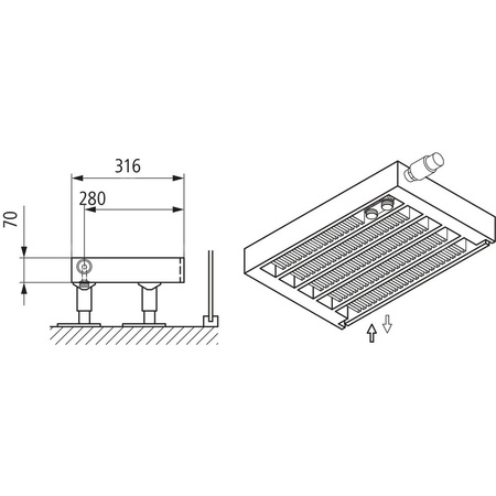 Konwektor Kermi V-Kon S Typ55 BH280x316x1700mm QN4879, weiß, 6 bar, m. Abd., Vent. re