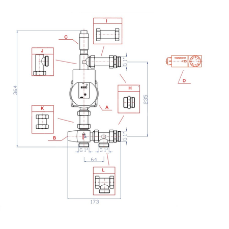 Grupa pompowa RUMET WE40 VTA322 Kvs 1,6