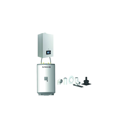 Pakiet - Kocioł gazowy jednofunkcyjny DE DIETRICH Virtuens Smart 32 kondensacyjny wiszący 3.7 - 34.9 kW + Zestaw powietrzno-spalinowy szachtowyBazowy PP/Alu fi 60/100 na fi 80 + Zasobnik c.w.uAQUAvie150