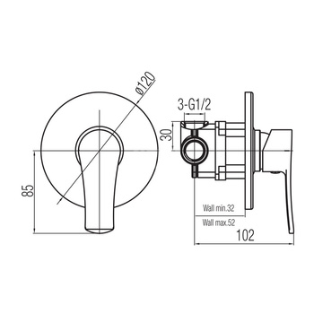 LORI Bateria natryskowa podtynkowa