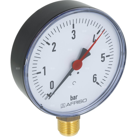 Manometr z rurką Bourdona AFRISO RF grzewczy 0/6 bar G1/2B radialne fi 100 mm, kl. 2.5%