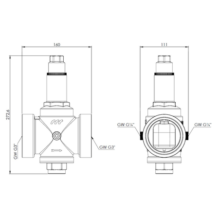 Regulator ciśnienia wody AFRISO BPR, GW 3''