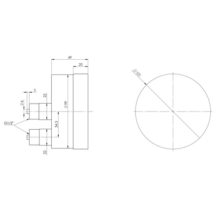 Ciśnieniomierz różnicowy AFRISO KP Dif D411 0/60 mbar mosiądz G1/2B aksjalne fi 100, kl. 1.6%