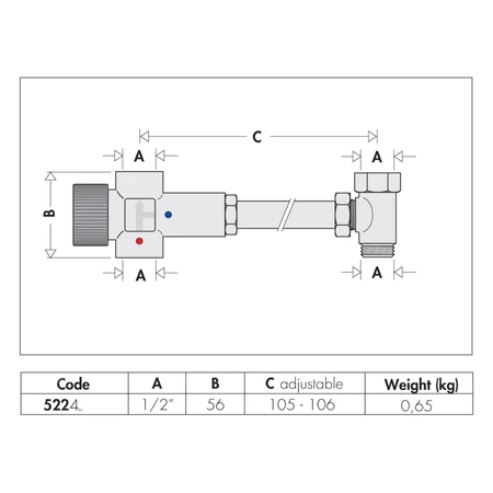 Regulowany termostatyczny zawór mieszający do zasobników c.w.u. 1/2" 30÷48 st. C