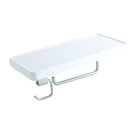 EMOTION uchwyt na papier toaletowy z półką, biały