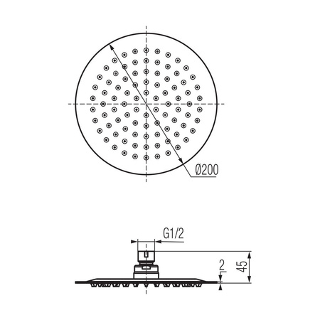 DIONE Głowica prysznicowa fi200x2 mm chrom.