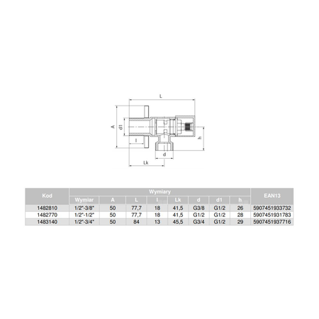 Zawór wodny VALVEX Trangle GZ 1/2'' x GZ 1/2''