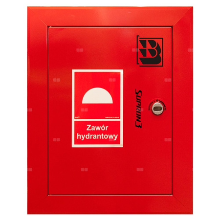 Dwa zawory hydrantowe typ ZH-52 wraz z obudową. Obudowa 520 wnękowa. Znak B, zamek OTS, kolor RAL 3000
