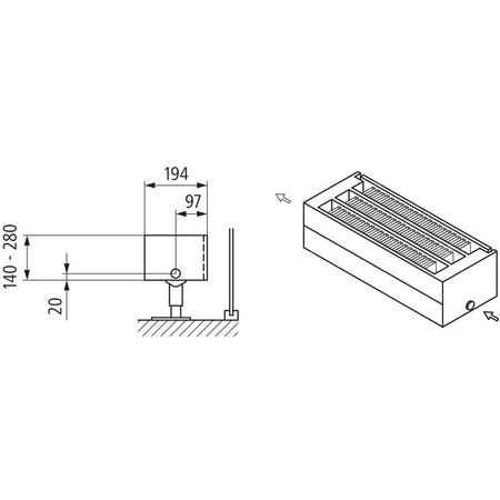Konwektor Kermi Kon m. Str. Typ33 BH280x194x1000mm QN1580,weiß,6bar,o. Abd.,AB Uni.