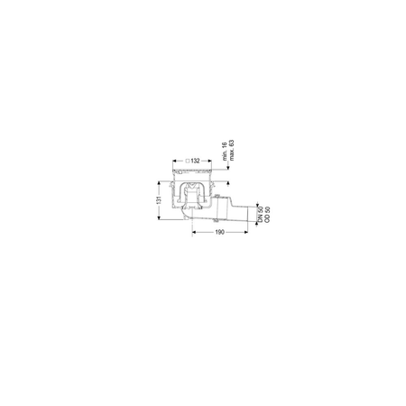 Wpust Practicus, DN50, odpł. boczny, z kratką szczel./ ramą nierdz. 120x120