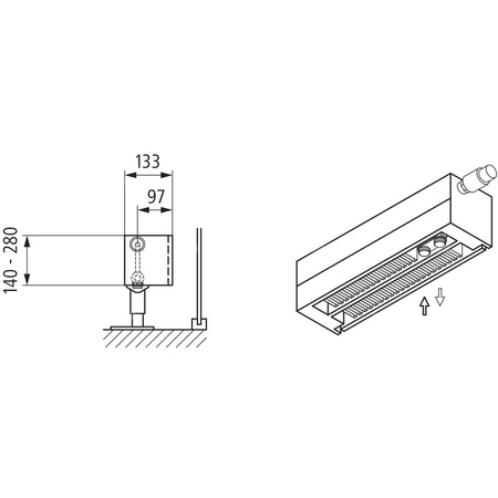 Konwektor Kermi V-Kon S Typ22 BH140x133x5200mm QN3760, weiß, 6 bar, o. Abd., Vent. re