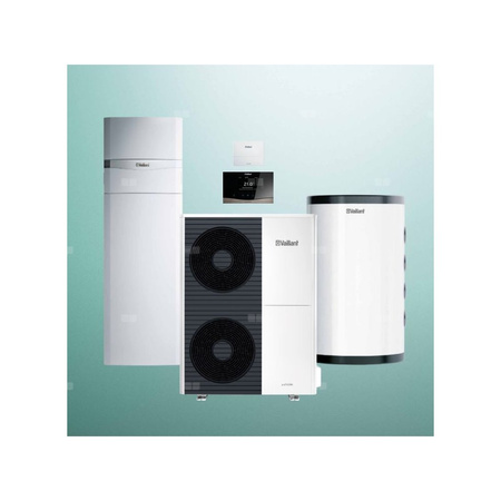Pakiet Systemowy OZE - Pompa ciepła powietrzna powietrze-woda monoblok VAILLANT VWL 105/6A aroTHERM plus 9.2 kW 400 V + Centrala grzewcza uniTOWER VIH QW 190/6E + Moduł komunikacji internetowej VR 940f + Zasobnik buforowy VP RW 100 + Regulator sensoCOMFOR