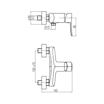 LORI Bateria natryskowa ścienna (bez akcesoriów)