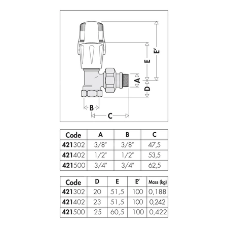 Kątowy zawór grzejnikowy z nastawą wstepną do rur stalowych 1/2"