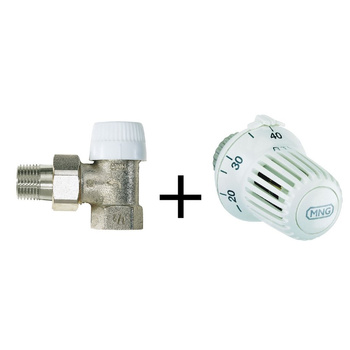 Zestaw do ogrzewania podłogowego: głowica RTL, zawór kątowy 1/2" z wkładką UBG