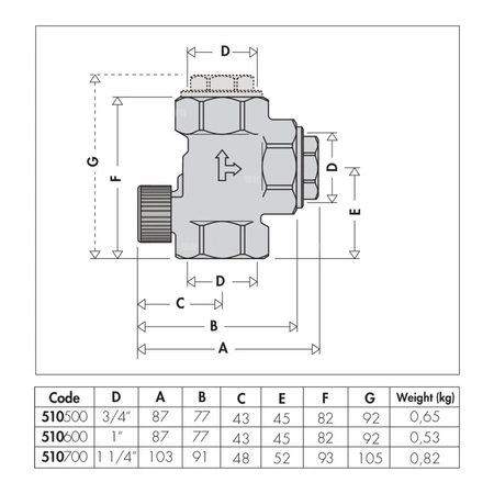 Zawór zwrotny zapobiegający cyrkulacji grawitacyjnej 1"