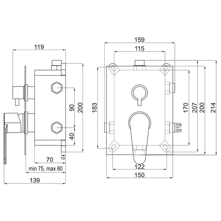 Bateria podtynkowa FERRO ALGEO 3-funkcyjna, kolor chrom