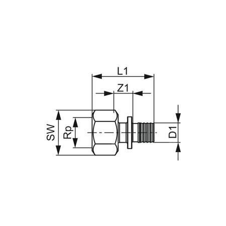 Mufa przejściowa TECE flex, brąz, 20 mm x 3/4'' (GZ x GW)
