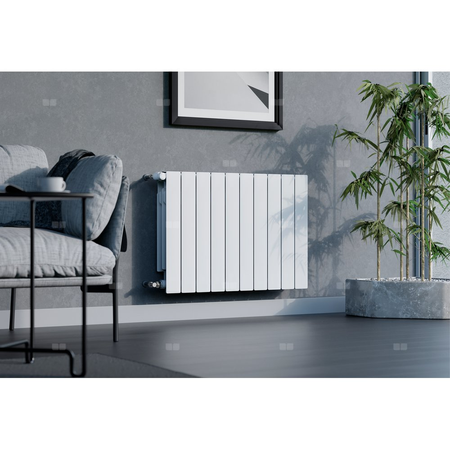 Grzejnik żeberkowy KFA Armatura ADR500/6 aluminium, podłączenie boczne 570 x 483 mm, kolor biały