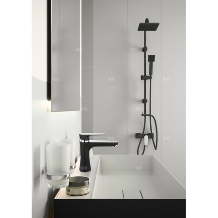 Bateria umywalkowa stojąca FERRO ALGEO SQUARE BLACK-CHROME, czarny/chrom