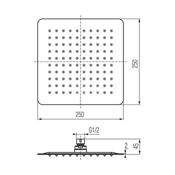 CARRE Głowica prysznicowa 200x200x2 mm chrom.
