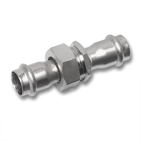 Śrubunek SANHA NiroSan Press trzyczęściowy, stal nierdzewna, 54 mm (zw x zw)