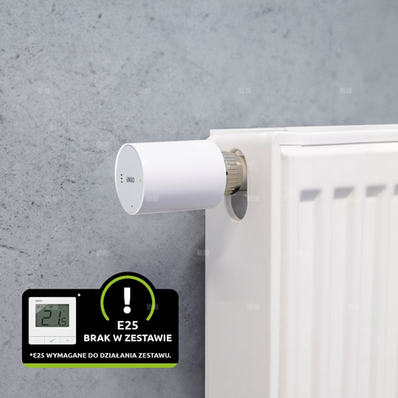 Głowica grzejnikowa bezprzewodowa, RA, elektroniczna M30x1,5, bateryjna, biała w zestawie z adapterem RA