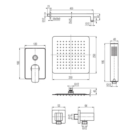 DIONE zestaw natryskowy podtynkowy