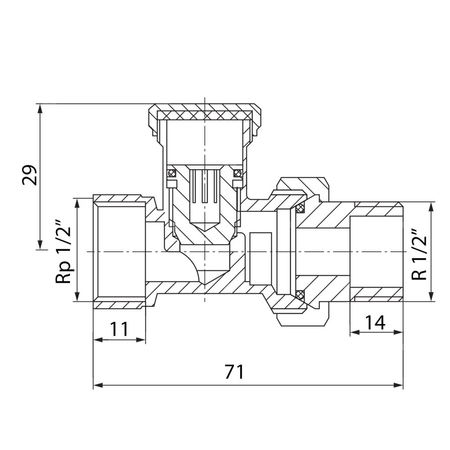 Zawór grzejnikowy odcinający prosty 1/2"
