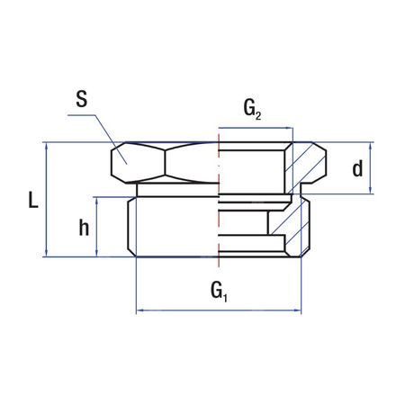 Przedłużka redukcja RUMET mosiądz 1'' x 3/4'' (GZ x GW), 21 mm