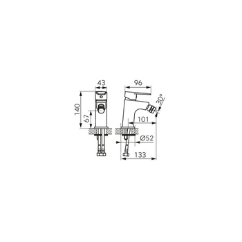 RITTO bateria bidetowa stojąca, chrom