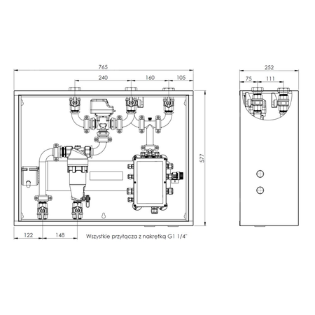 Moduł hydrauliczny do pomp ciepła AMB 900, z grzałką zanurzeniową 9 kW, zaworem przełączającym AZV, separatorem zanieczyszczeń ADS 181, przyłącza G11/4''