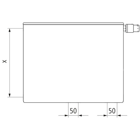Grzejnik płytowy typ 10 KERMI Plan-Vplus, prawy wym. 905 x 805 mm, kolor biały, moc 601 W