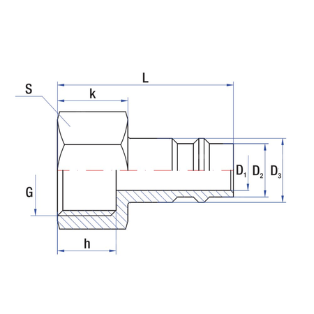 Złącze dwójnik proste RUMET zatrzask Mosiądz 3/8'' (GW)