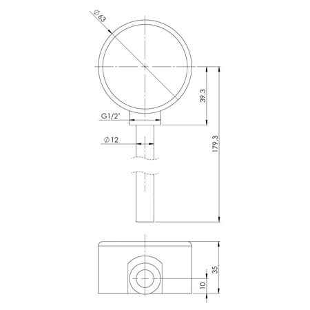 Termometr bimetaliczny AFRISO BiTh fi 63 mm 0…120'C tuleja 150 mm połączenie rad