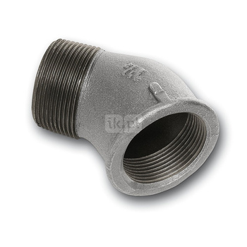 Kolano 45' SANHA 121#, żeliwo (ocynk galwaniczny/elektrolityczny) (ocynk), 1 1/2'' (GW x GZ)