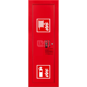 Hydrant DN 25 wnękowy boczny z miejscem na gaśnicę, wąż 30 m, zamek patent, RAL 3000 lewy