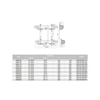 Rozdzielacz hydrauliczny VALVEX Base K2-11 stal nierdzewna 1'', odgałęzień: 11 (3/4''), do CO