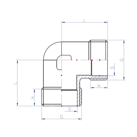 Kolano 90' RUMET mosiądz 1'' x 1'' (GZ), 38 mm