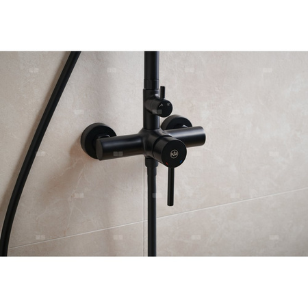 Deszczownia MOZA z baterią natryskową ścienną, black
