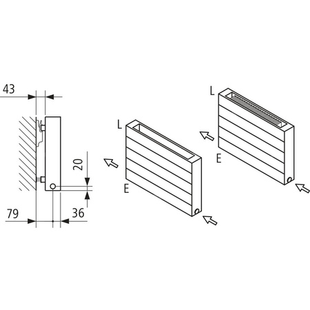 Ściana grzewcza Kermi Heizwand HHN Typ20 BH350x72x1500mm QN969, weiß, 6bar, m. Abd, AB 12