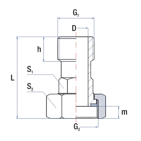 Przedłużka redukcja RUMET mosiądz 1 1/2'' x 1 1/4'' (GW x GZ), 68 mm