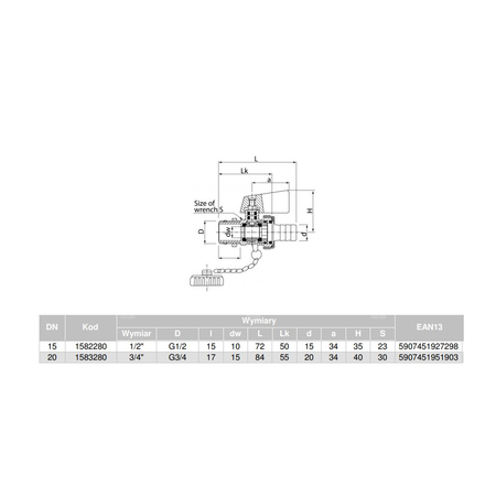 Zawór kulowy VALVEX Omni mosiądz niklowany, PN10 3/4'' GZ x złączka do węża, uchwyt: dźwignia
